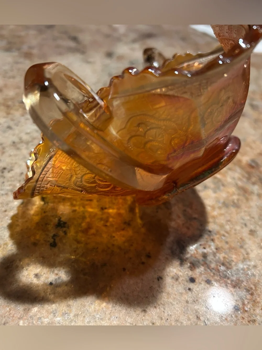 Fenton Persian Medallion Marigold  Carnival Glass Antique Bowl 5”x2.5”